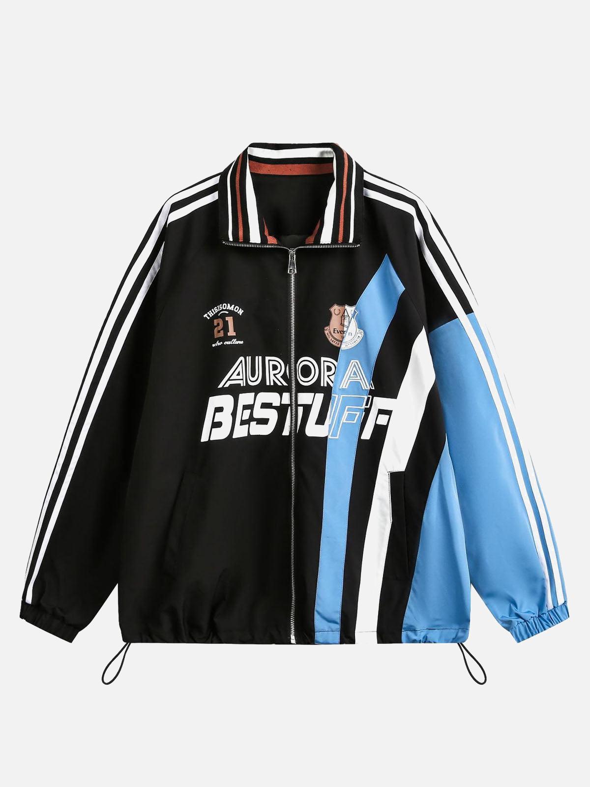 TALISHKO Retro Contrast Color Stitching Jersey Jacket