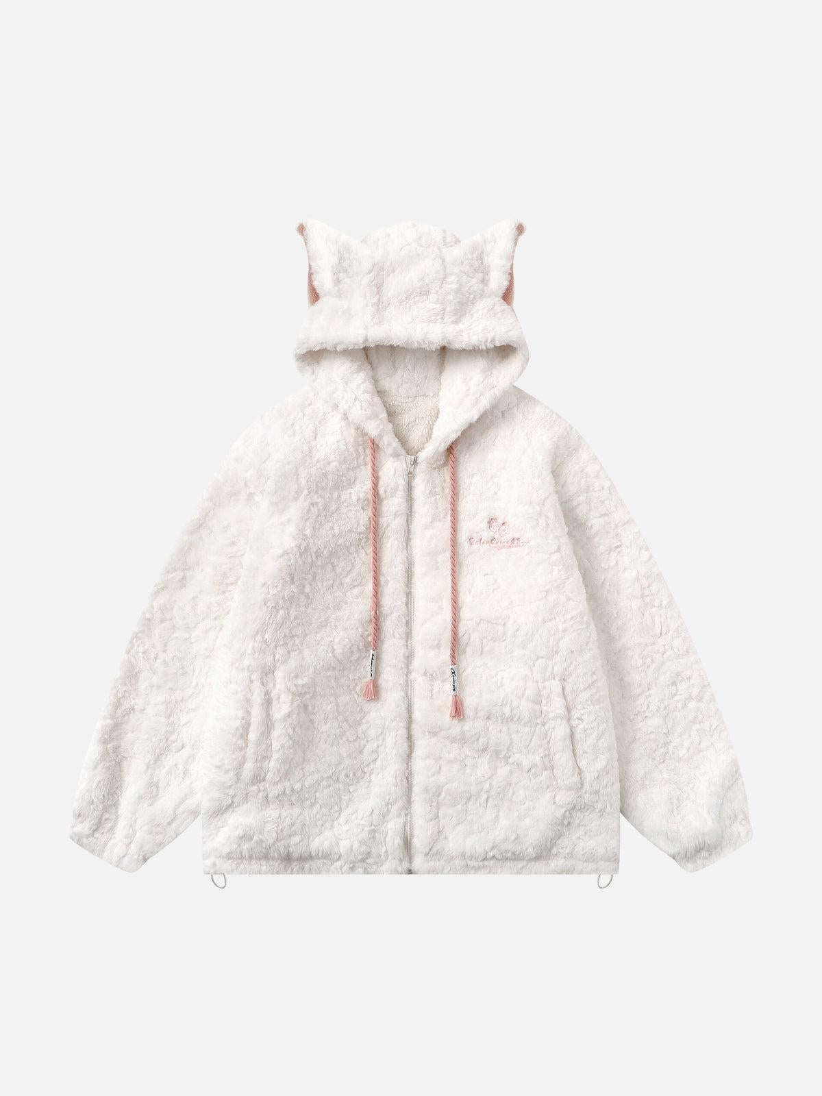 TALISHKO Plush Ear Hoodie Jacket