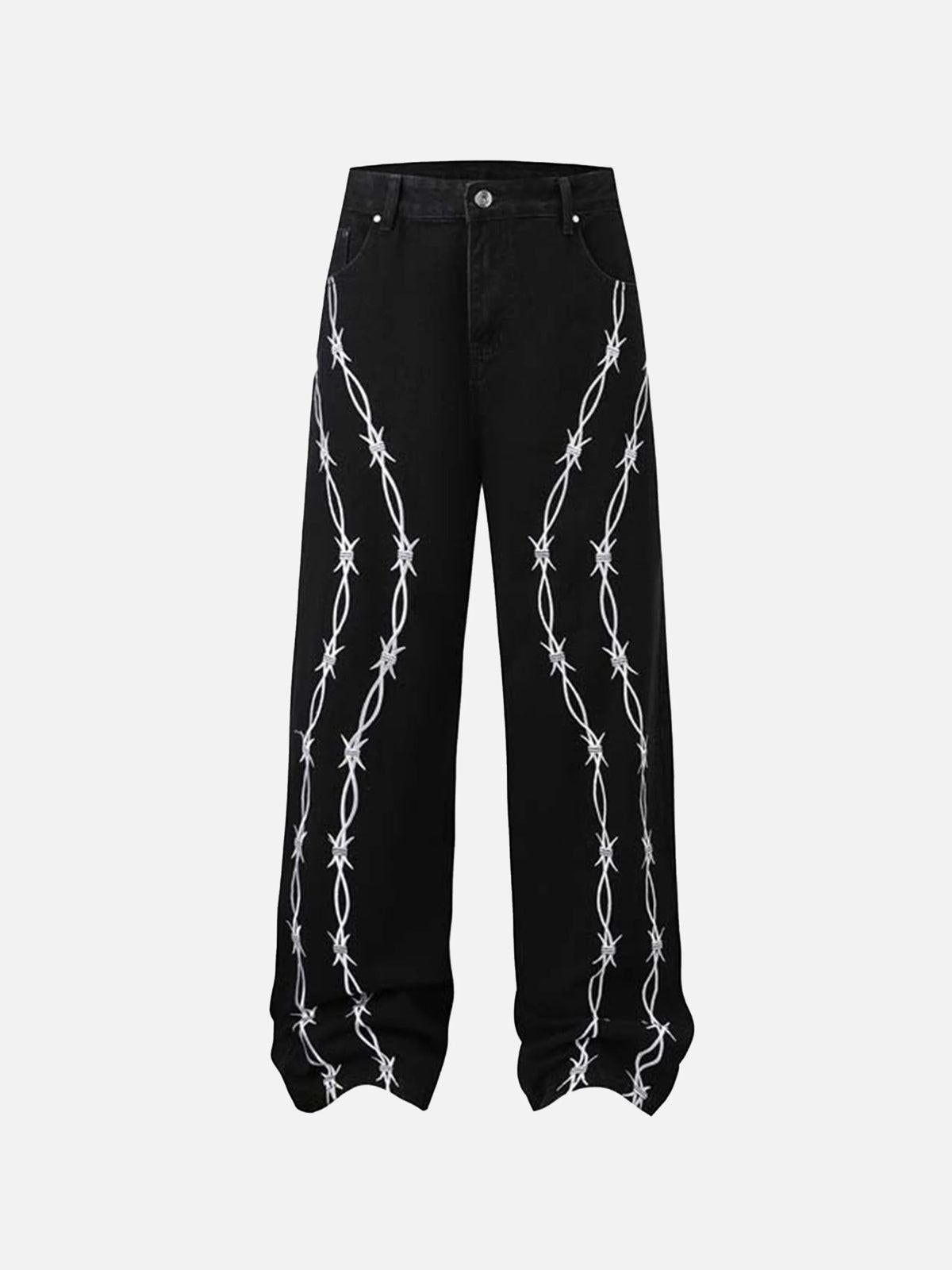 TALISHKO Thorn Chain Embroidered Jeans