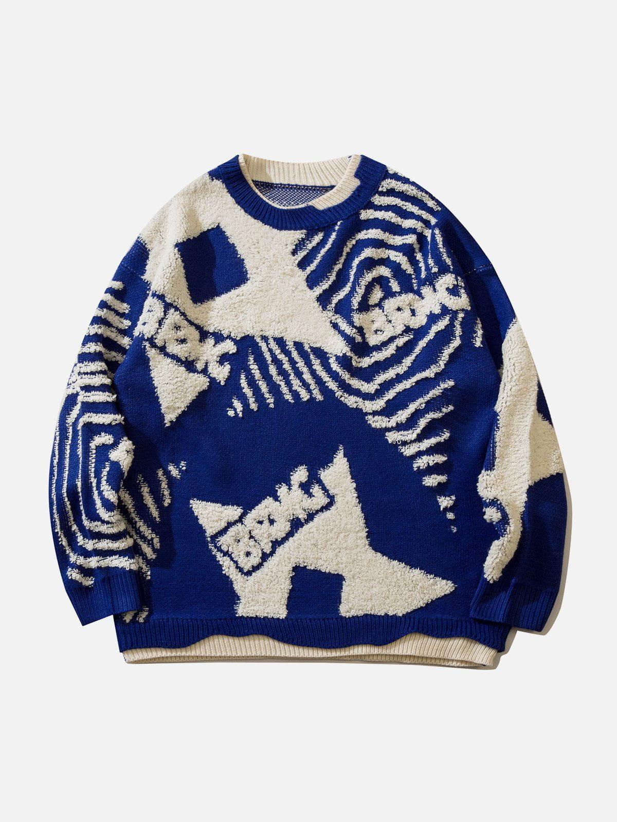 TALISHKO Fake-Two Flocking Patchwork Sweater