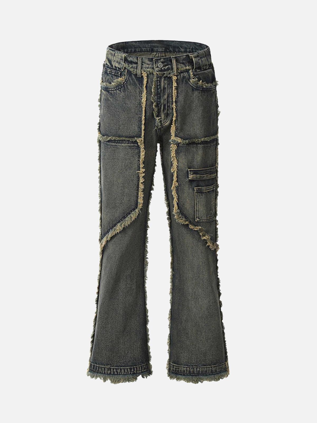 TALISHKO Old Raw Hem Straight Leg Micro Flare Jeans