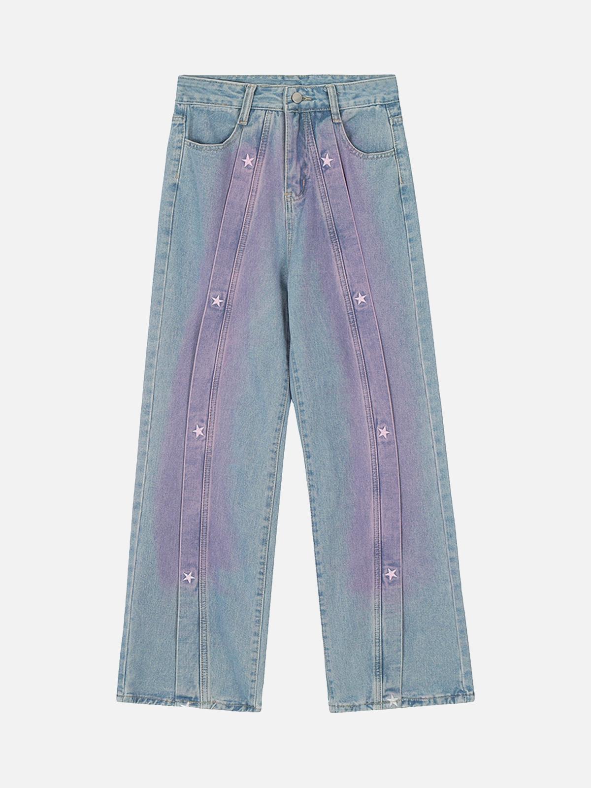 TALISHKO American Retro Spray-Painted Star Embroidered Jeans