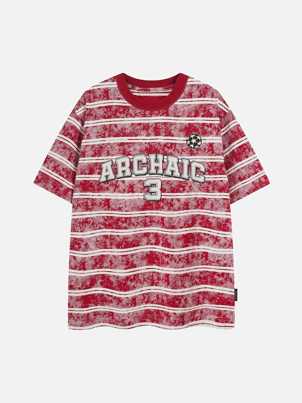 TALISHKO Graphic Lettering Striped Oversized T-Shirt