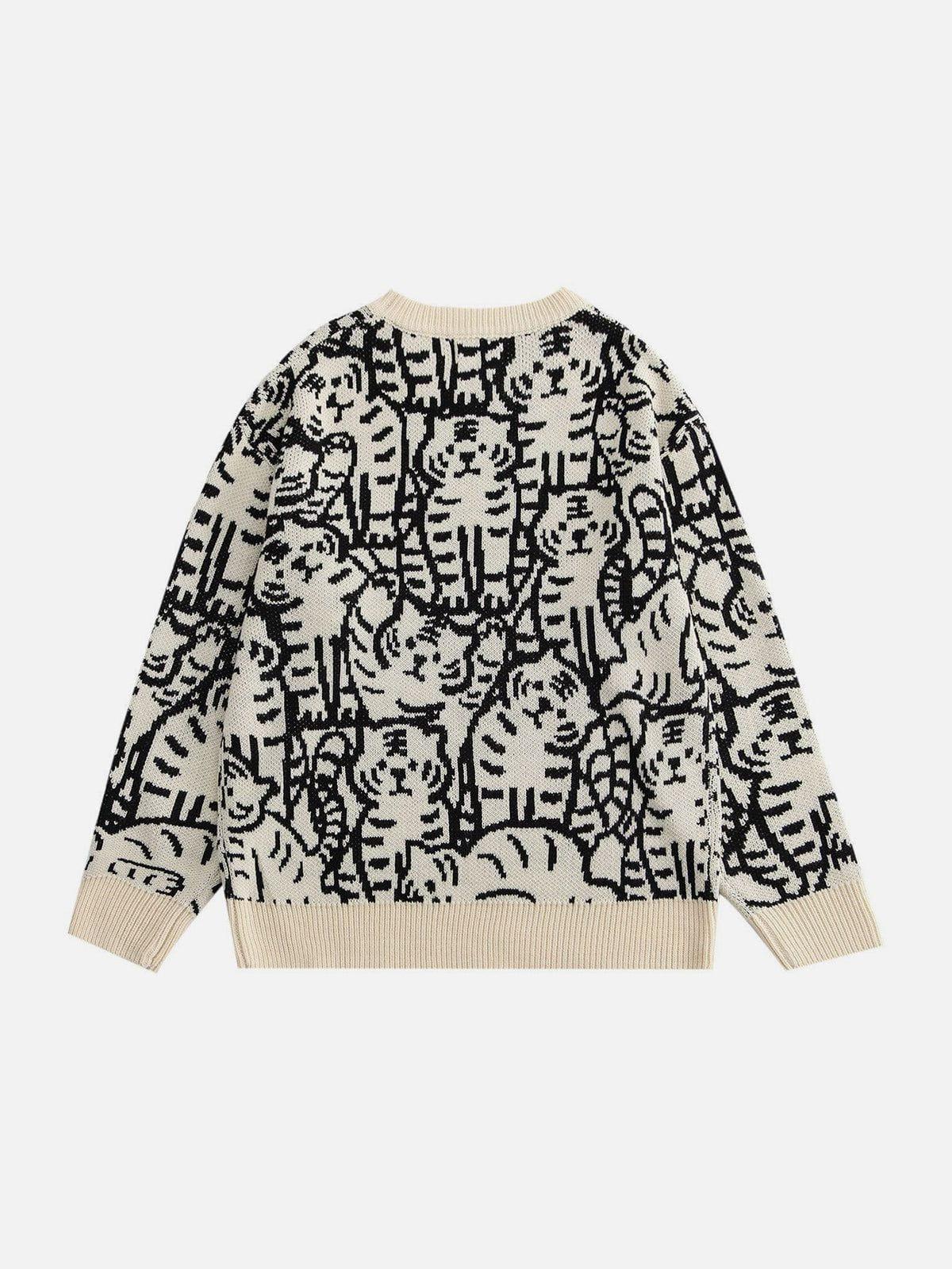 TALISHKO Tiger Pattern Knit Sweater