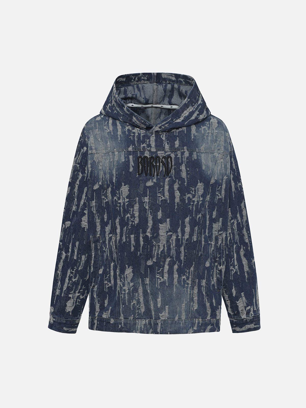 TALISHKO Embroidered Washed Denim Hoodie