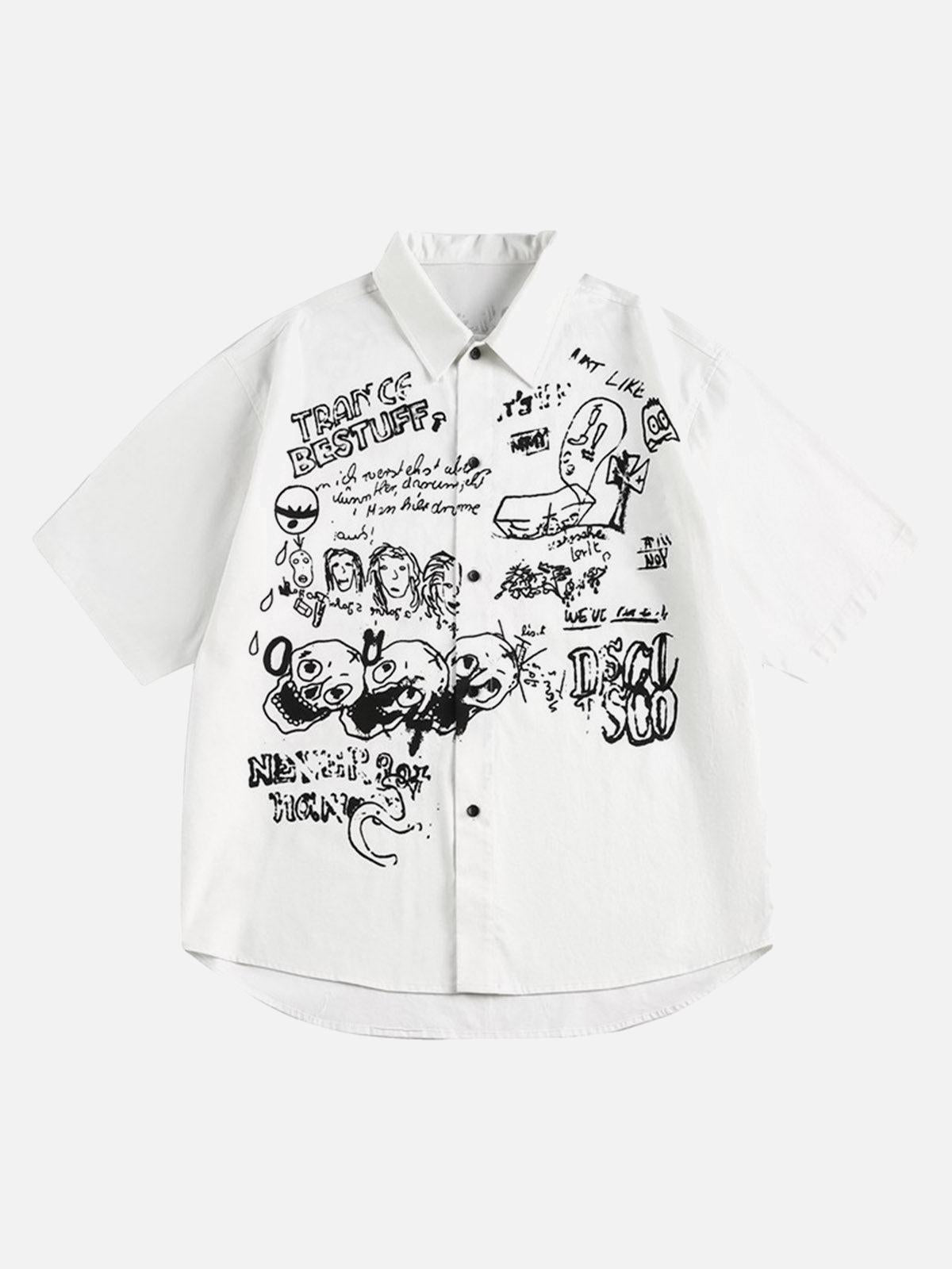 TALISHKO Fun Graffiti Print Short Sleeve Shirt