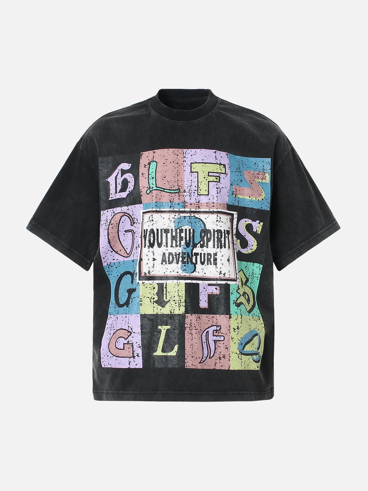 TALISHKO Letter Graphic Crew-Neck T-Shirt