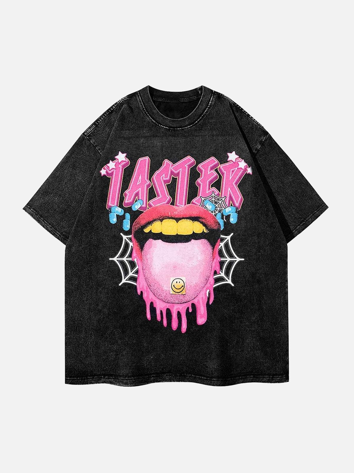 TALISHKO Creative Fun Big Tongue Print T-Shirt