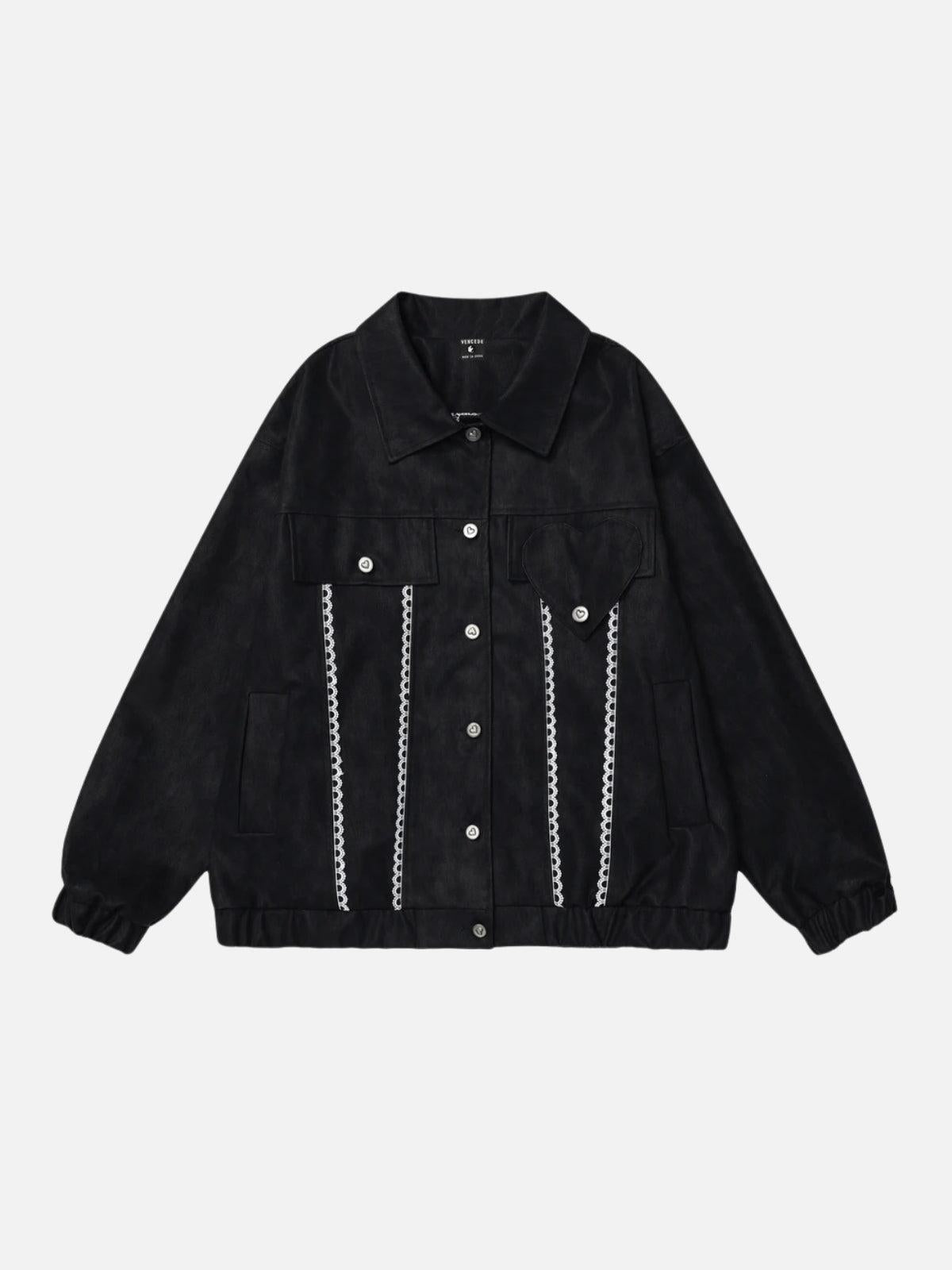 TALISHKO Lace Washed Faux Leather Jacket