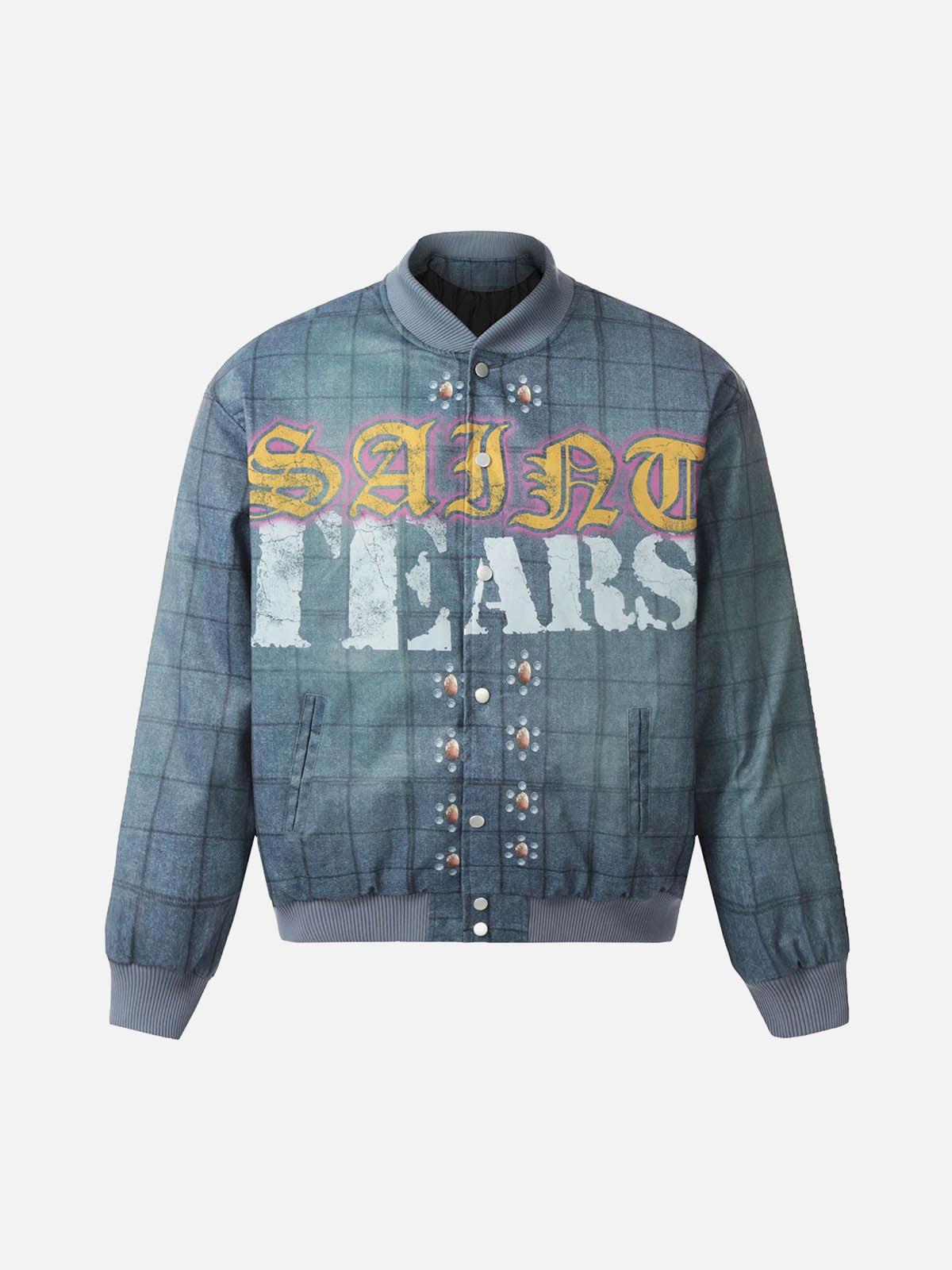 TALISHKO Letter Print Quilted Bomber Jacket