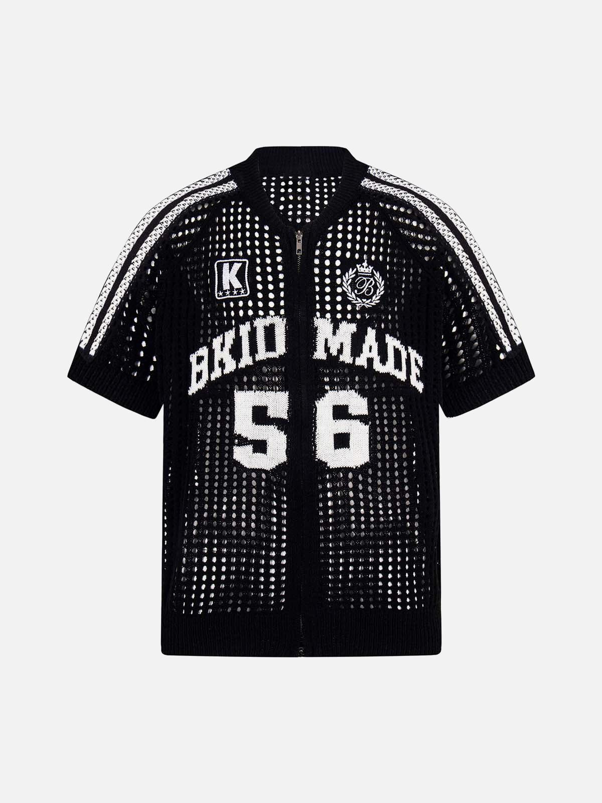 TALISHKO Mesh Zip-Up Sports Jersey Short Sleeve Shirt