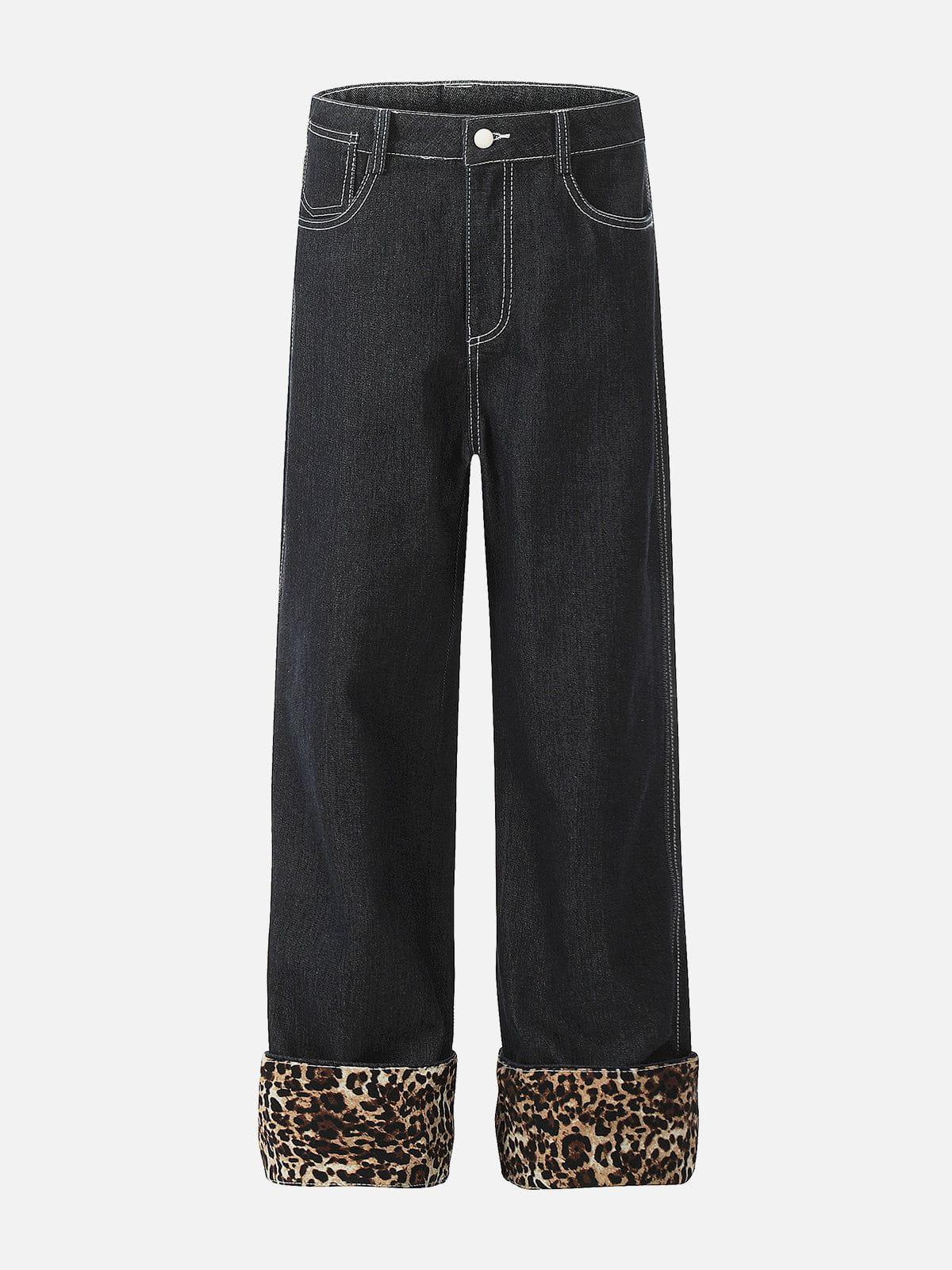 TALISHKO Patchwork Leopard Print Jeans