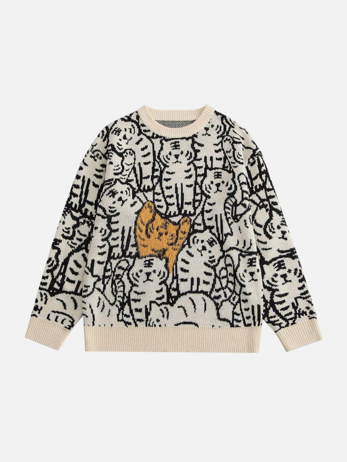 TALISHKO Tiger Pattern Knit Sweater