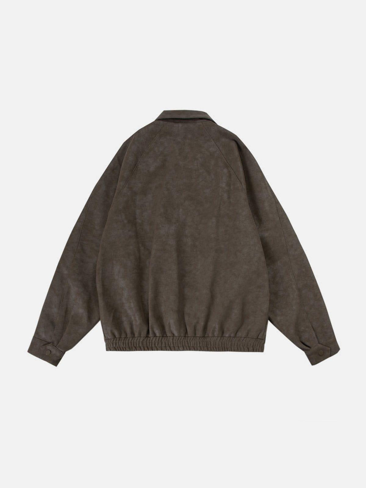 TALISHKO Basic Zip Up Faux Leather Jacket