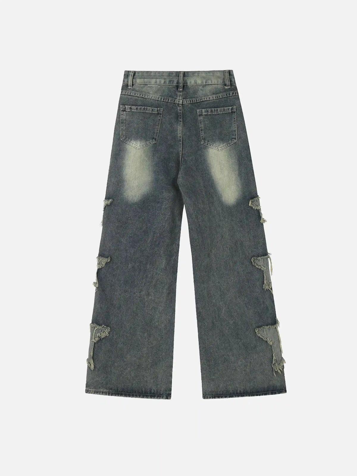 TALISHKO Distressed Star Patch Jeans