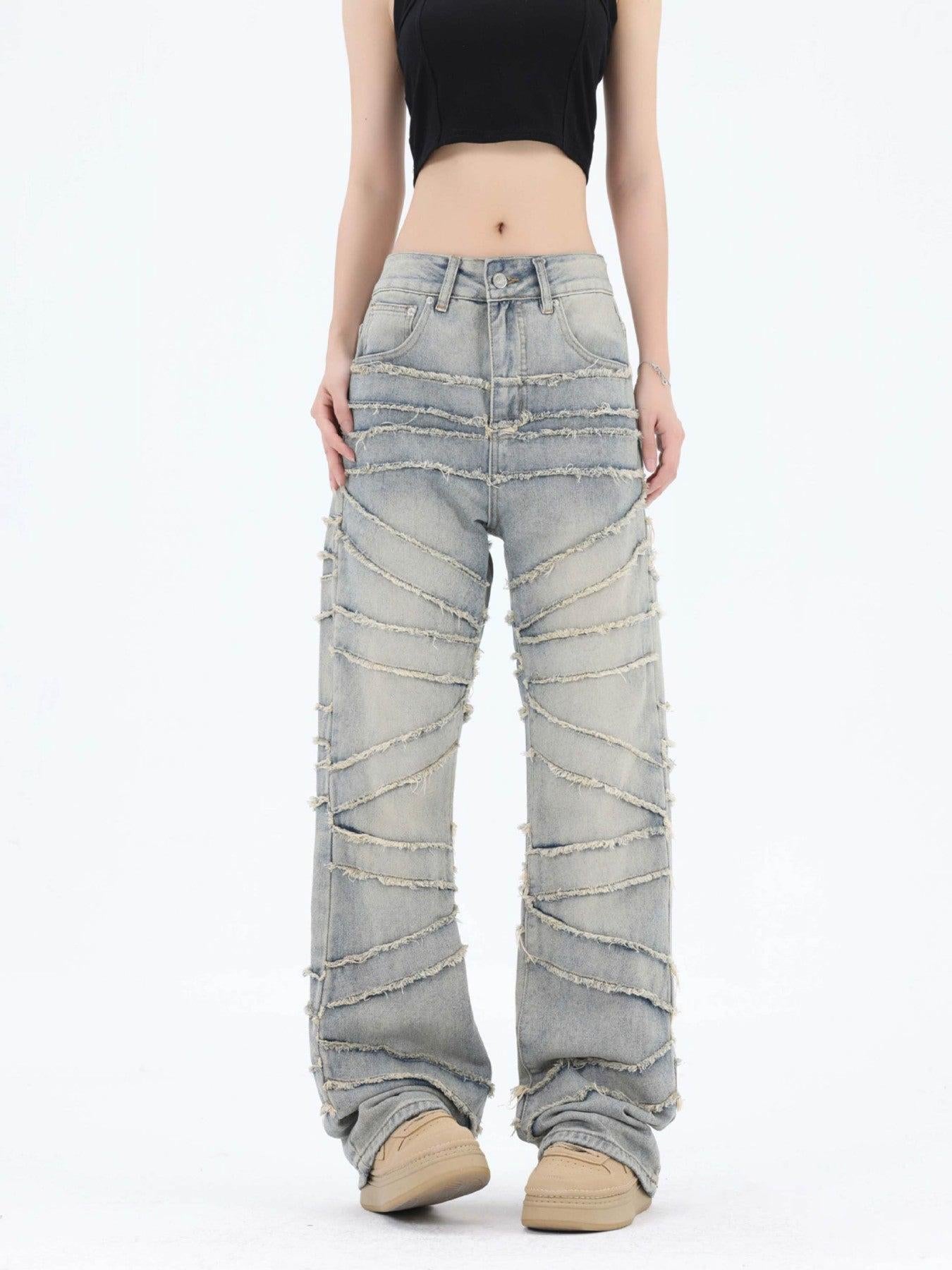 TALISHKO Loose Wide Leg Cat Whisker Jeans