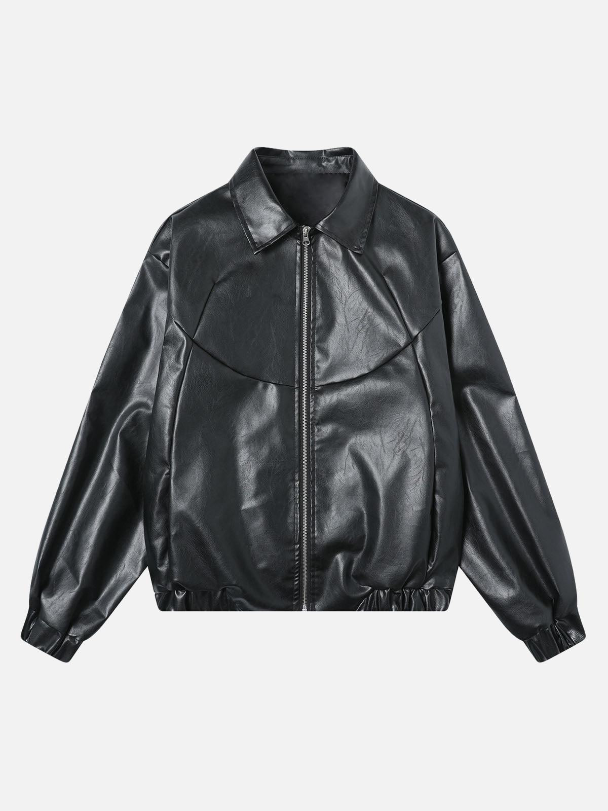 TALISHKO Patchwork Pu Leather Motorcycle Jacket