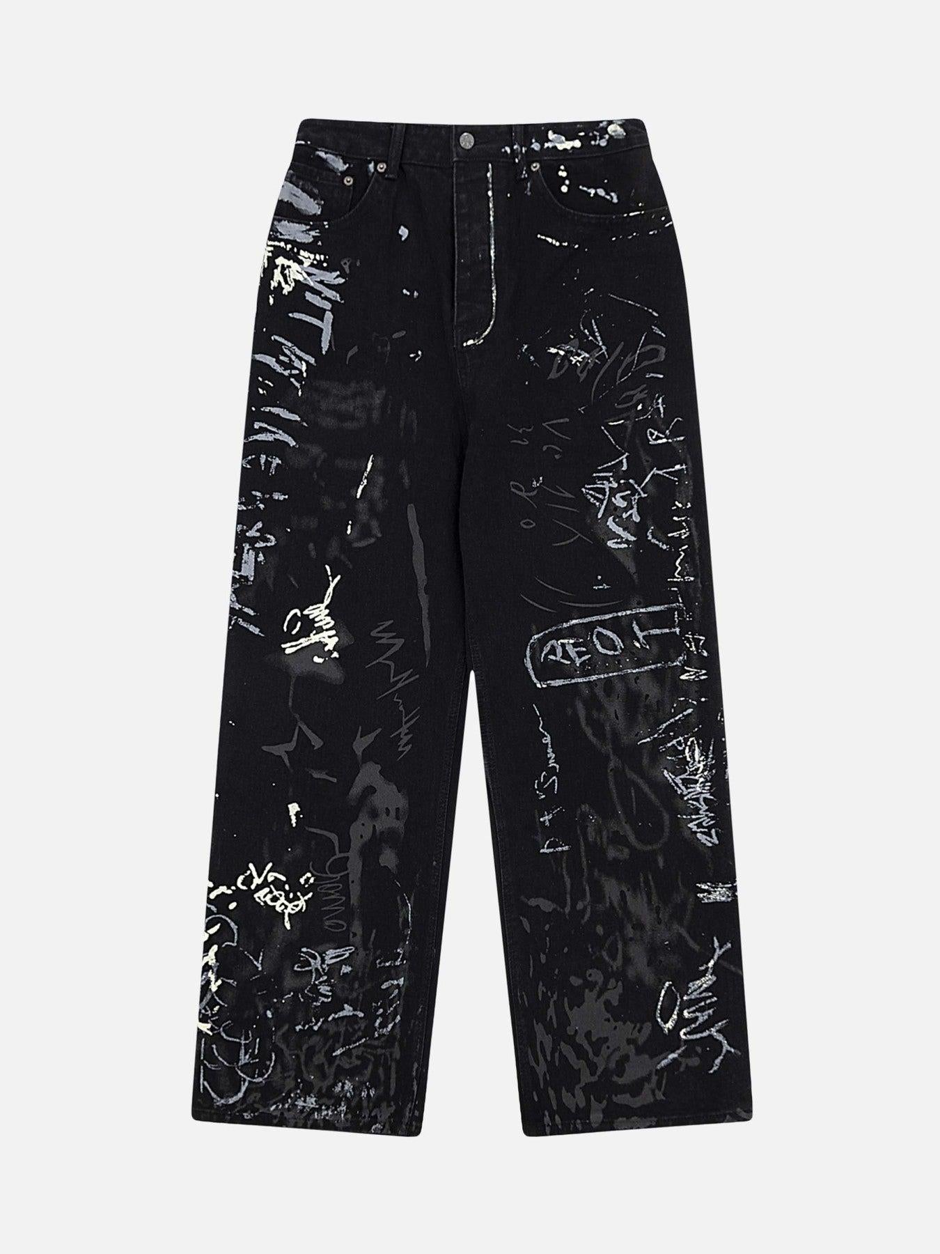 TALISHKO Americana Graffiti Letter Print Jeans
