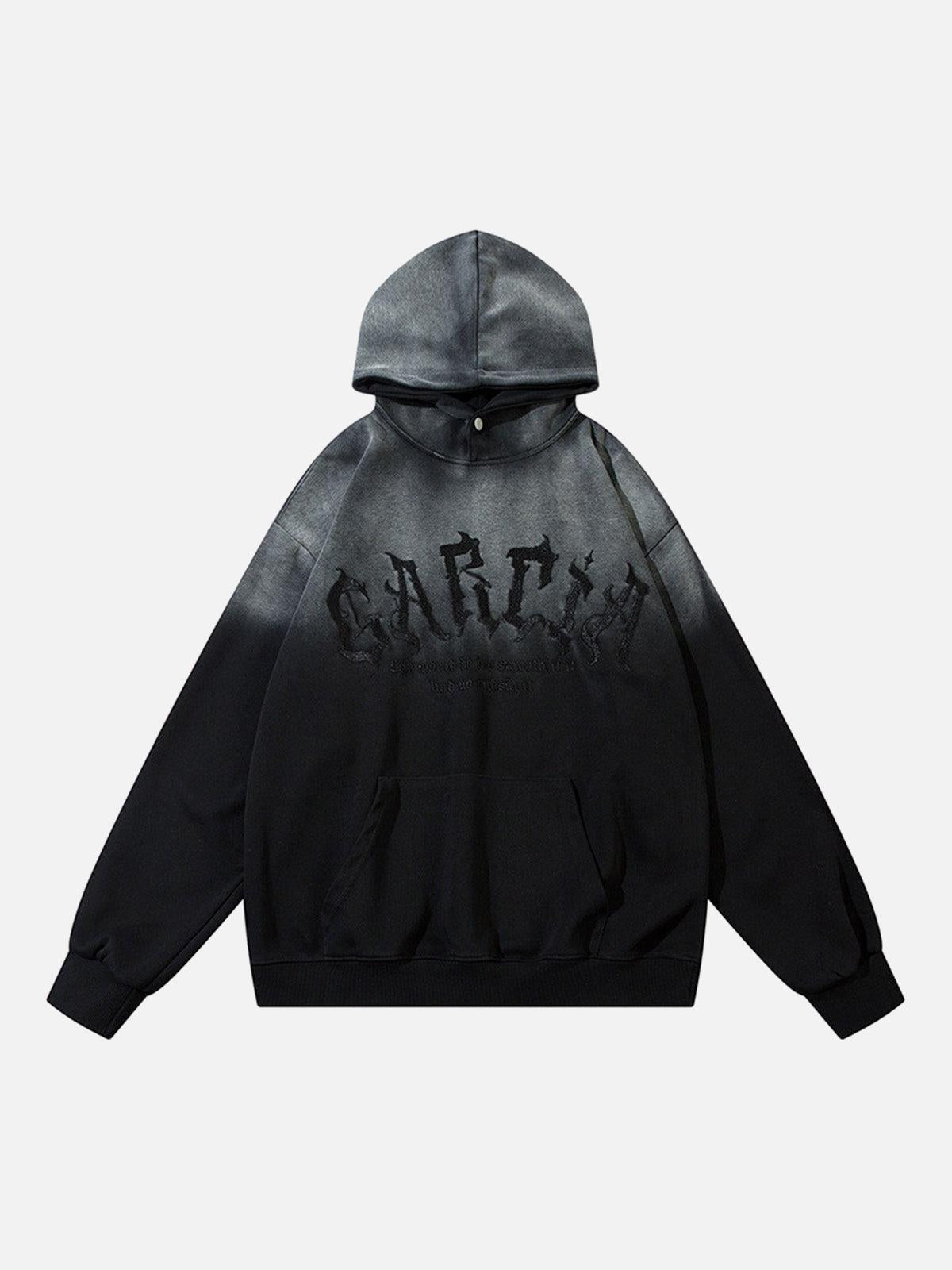 TALISHKO Patch Lettering Embroidered Gradient Color Hoodie