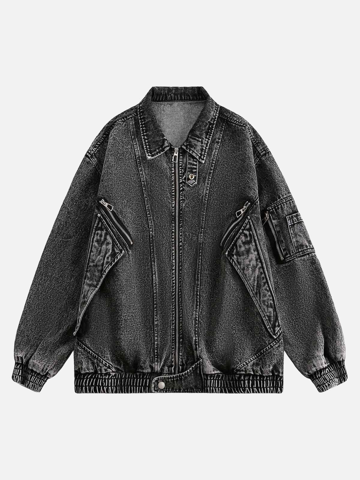 TALISHKO Deconstructed Stand Collar Denim Jacket