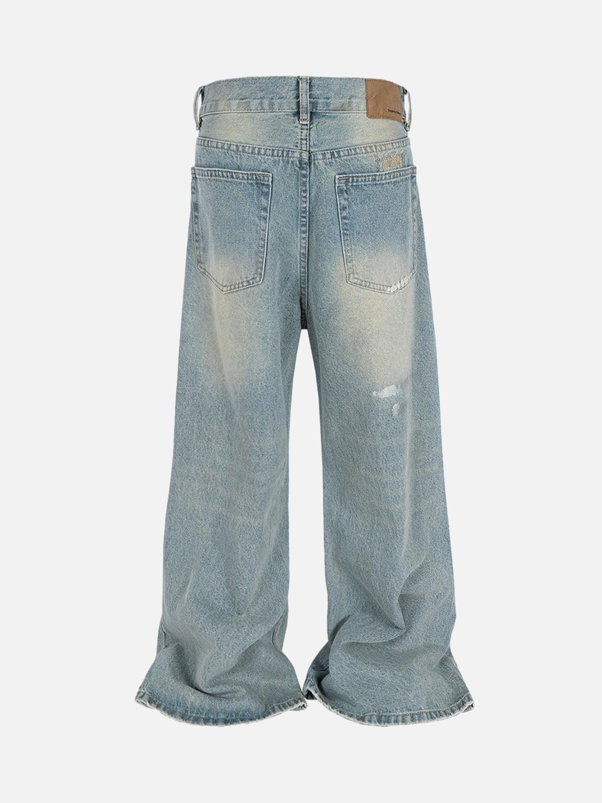 TALISHKO Ripped Distressed Baggy Flare Jeans