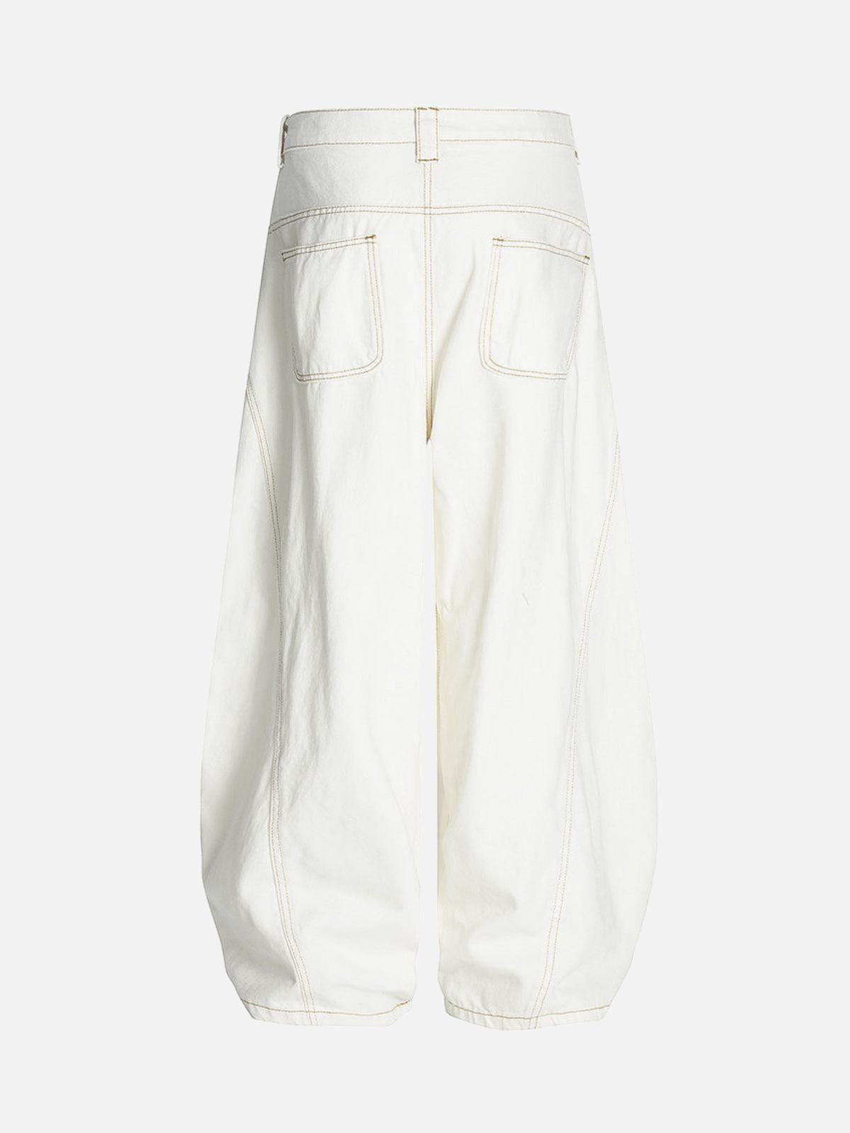 TALISHKO Embroidered Floral Patches Barrel Jeans