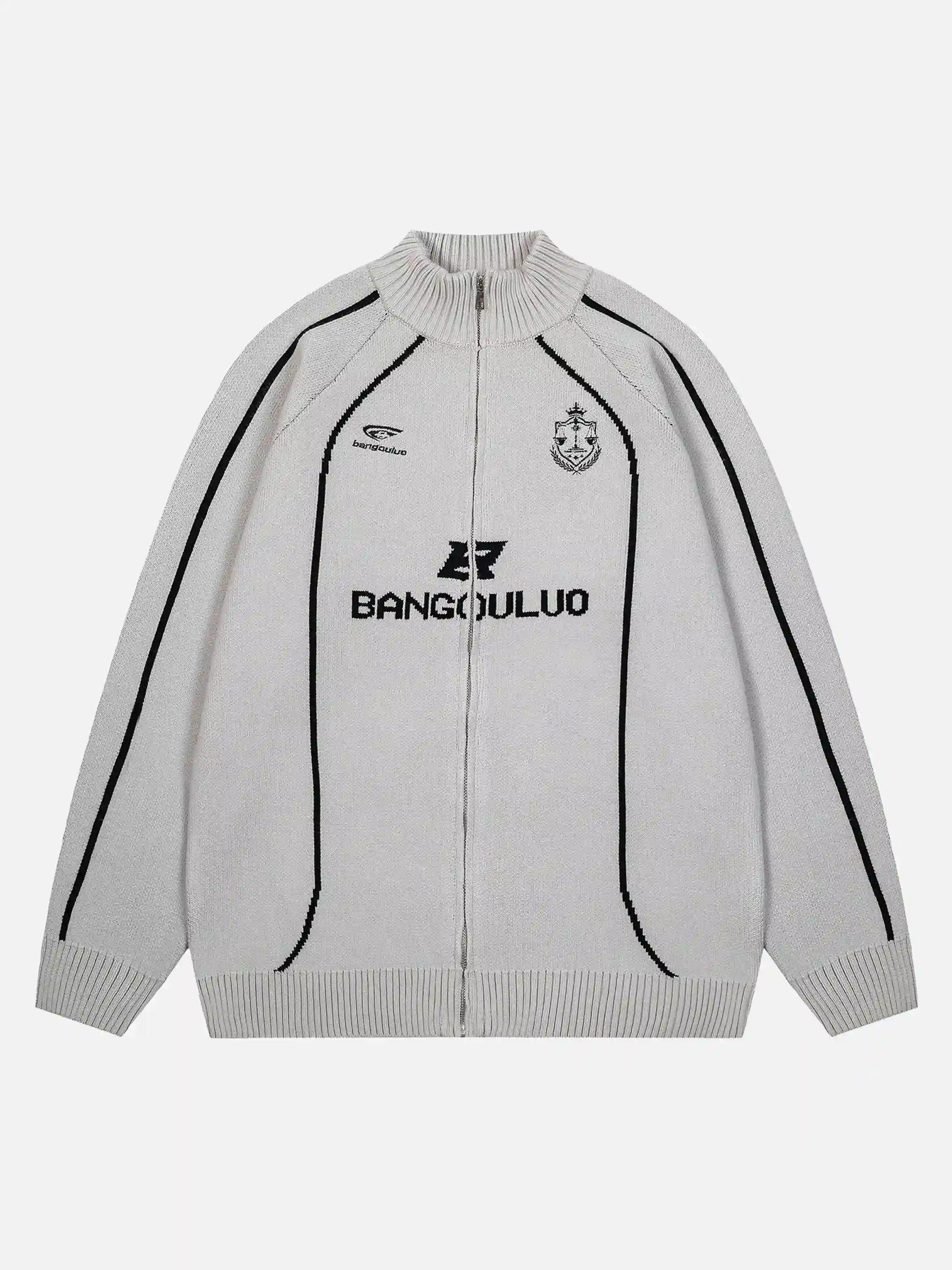 TALISHKO Stand Collar Racing Zip-Up Cardigan