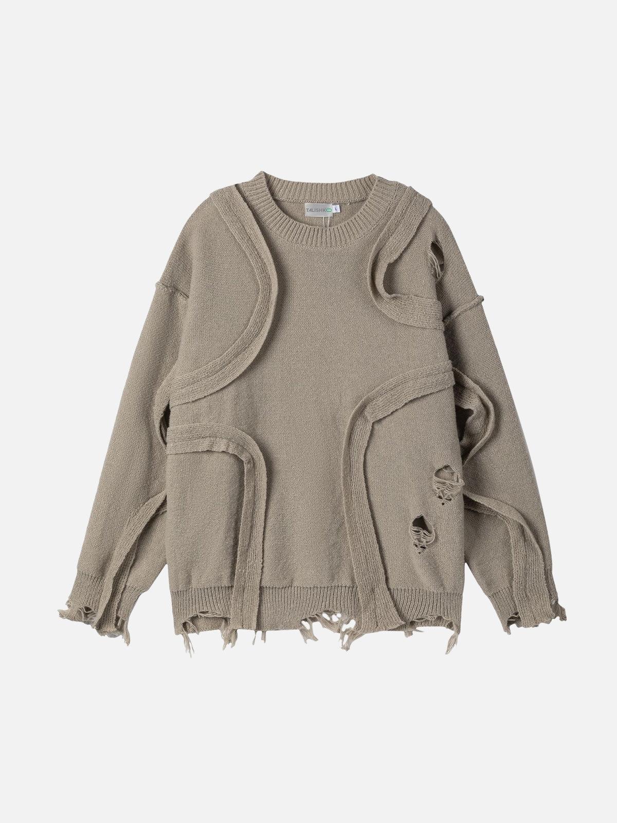 TALISHKO Distressed Deconstructive Patchwork Sweater