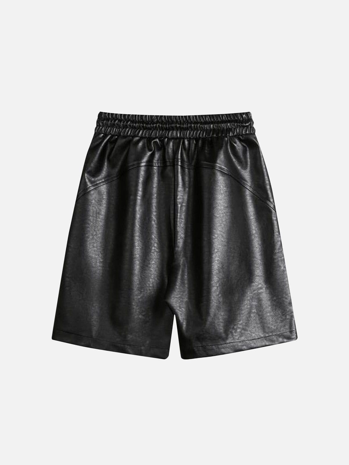 TALISHKO Drawstring Faux Leather Shorts