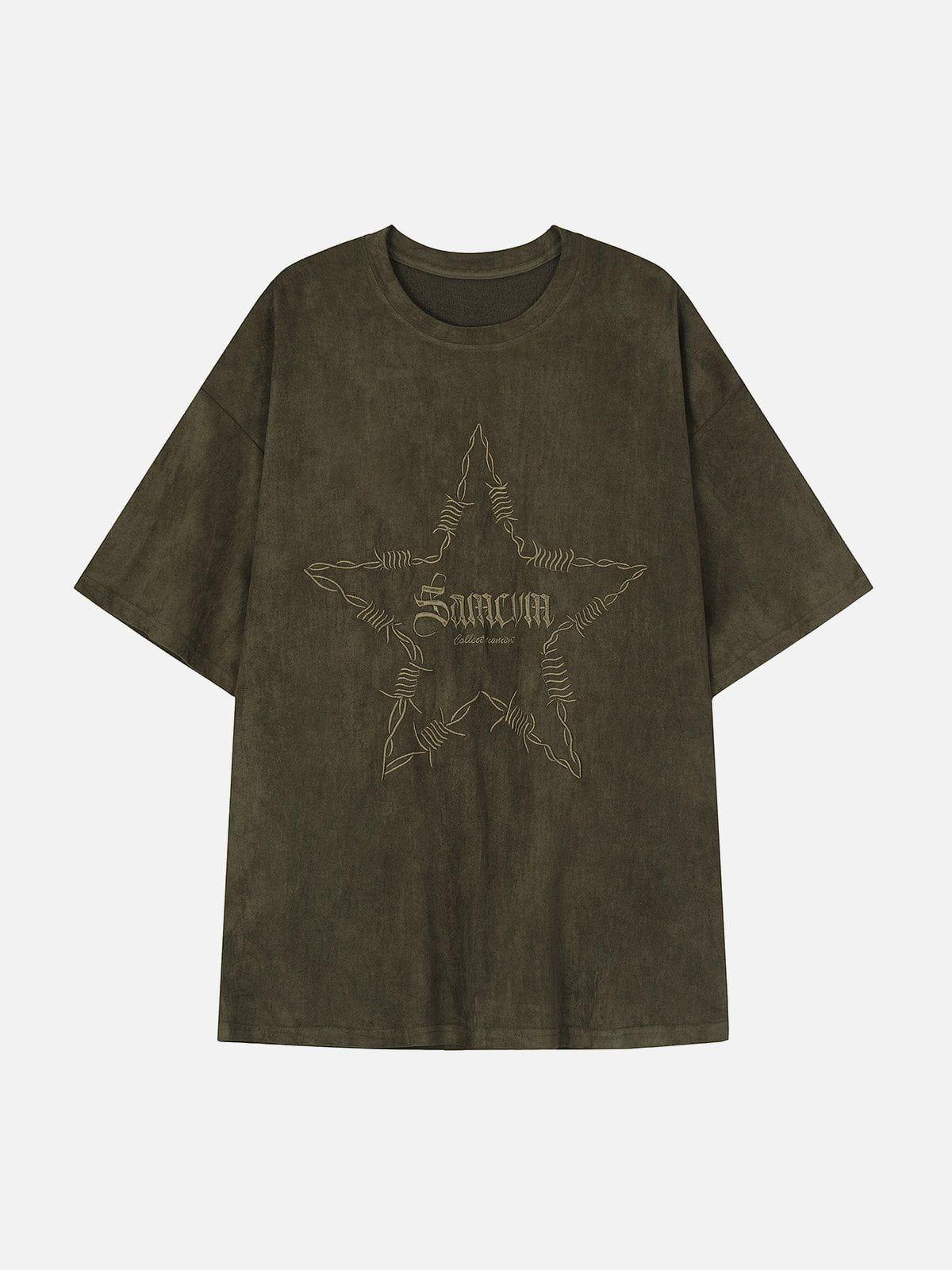 TALISHKO Embroidery Thorns Star Print Tee