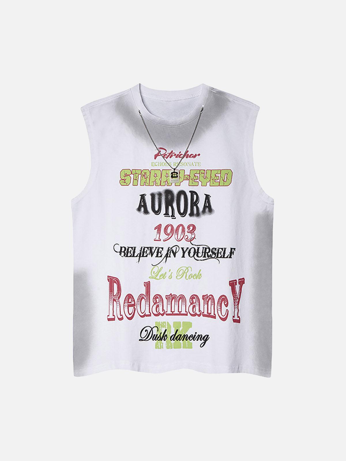 TALISHKO Spray- Painted Letter Print Necklace Vest