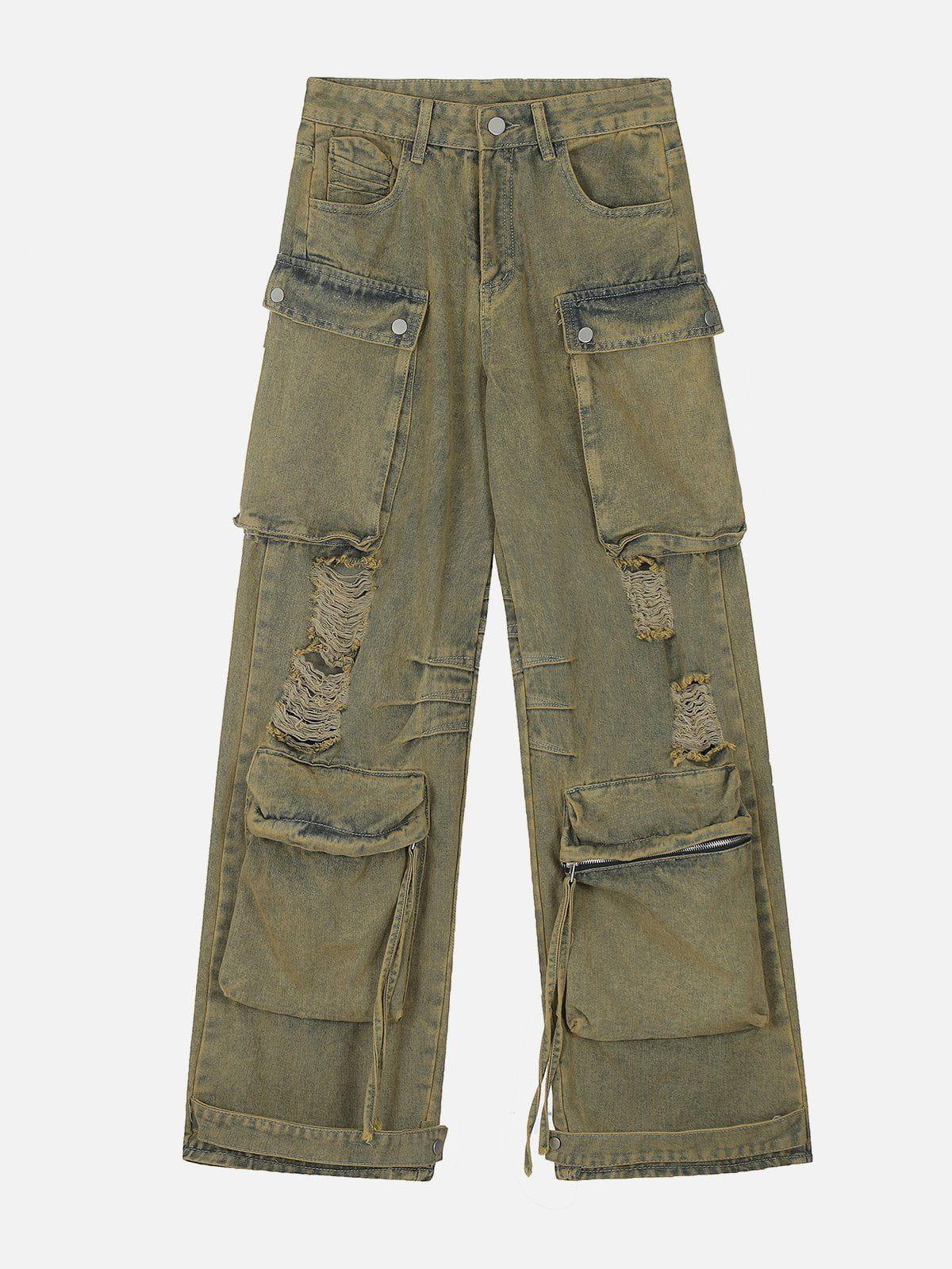 TALISHKO Distressed Multi Pocket Loose Jeans