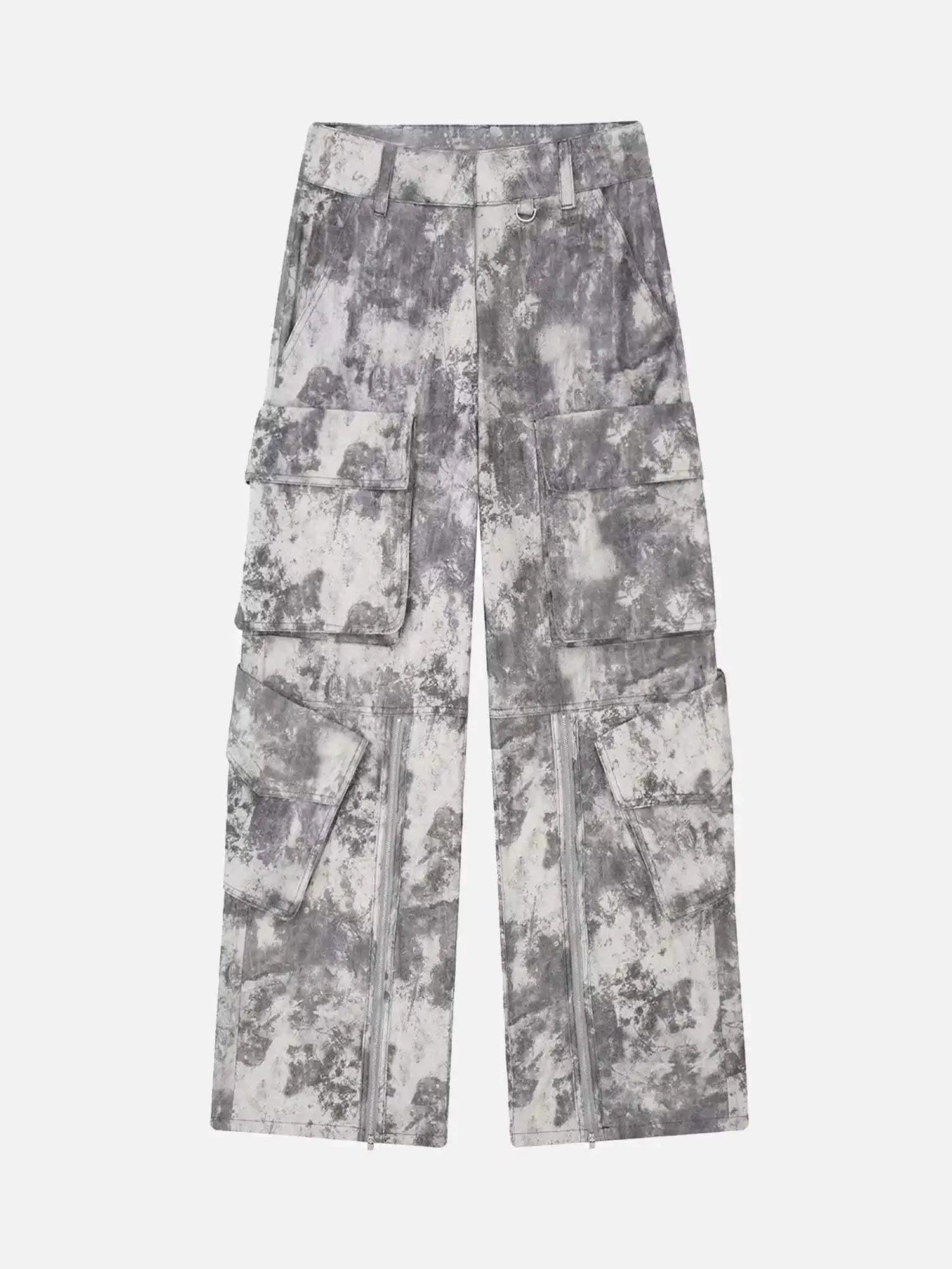 TALISHKO French Loose Pocket Printed Mid-Rise Cargo Pants
