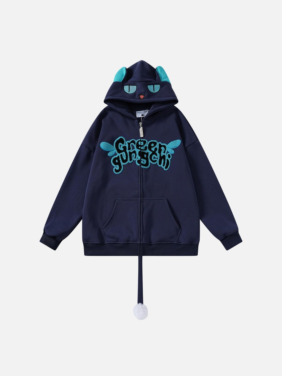 TALISHKO Cute Tail Design Zip-Up Hoodie