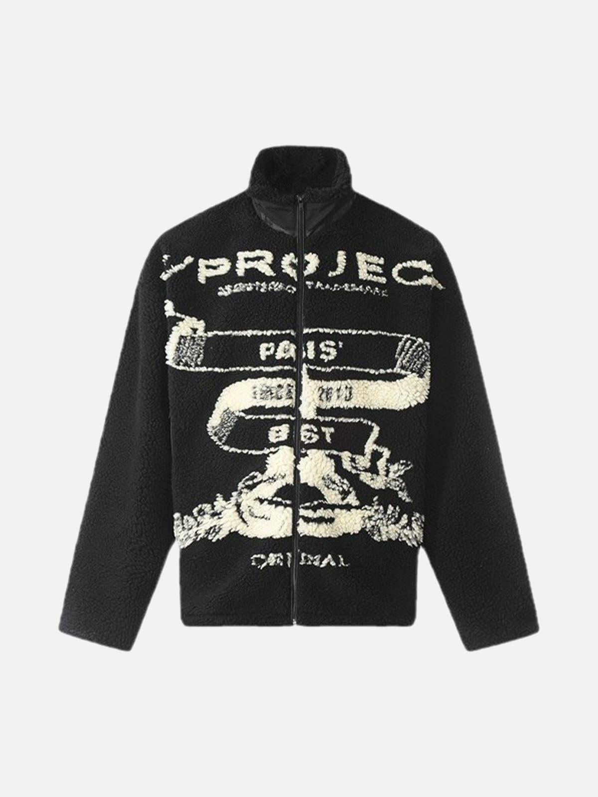 TALISHKO Jacquard Stand Collar Sherpa Jacket