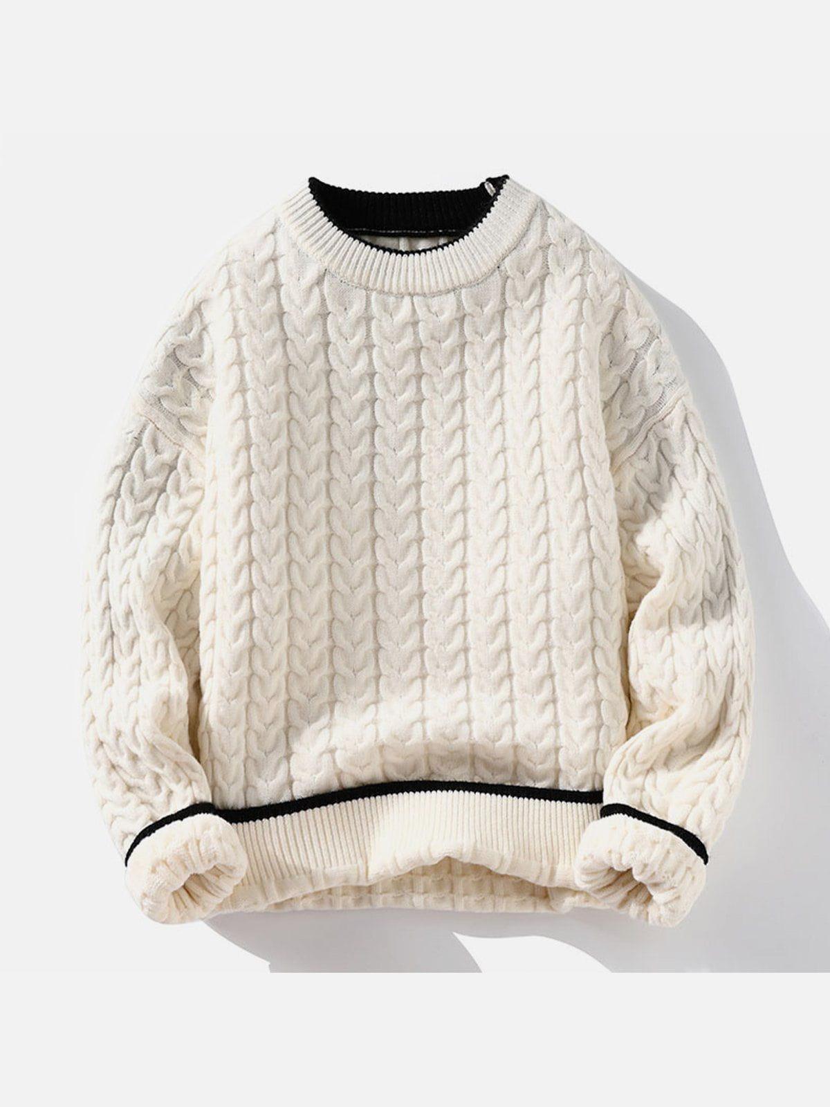 TALISHKO Twist Patchwork Knit Sweater