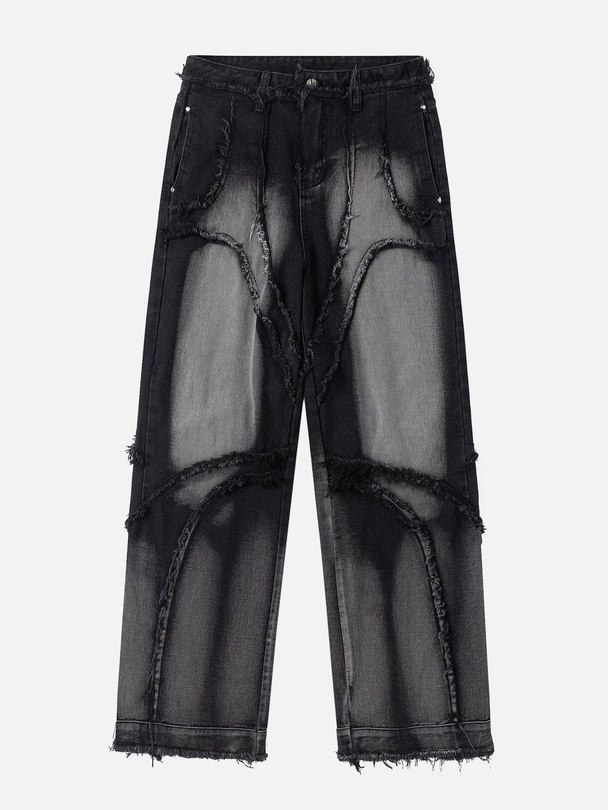 TALISHKO Spider Silhouette Pattern Stitching Jeans