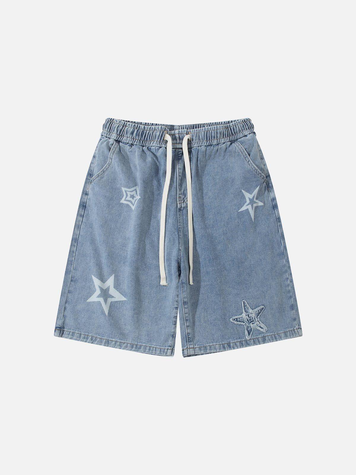 TALISHKO Embroidery Star Washed Jorts
