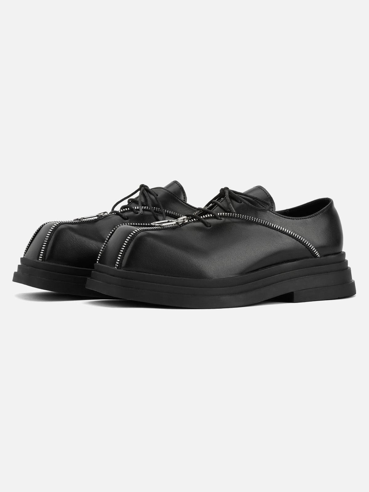 TALISHKO Punk Personality Zipper Design Leather Shoes