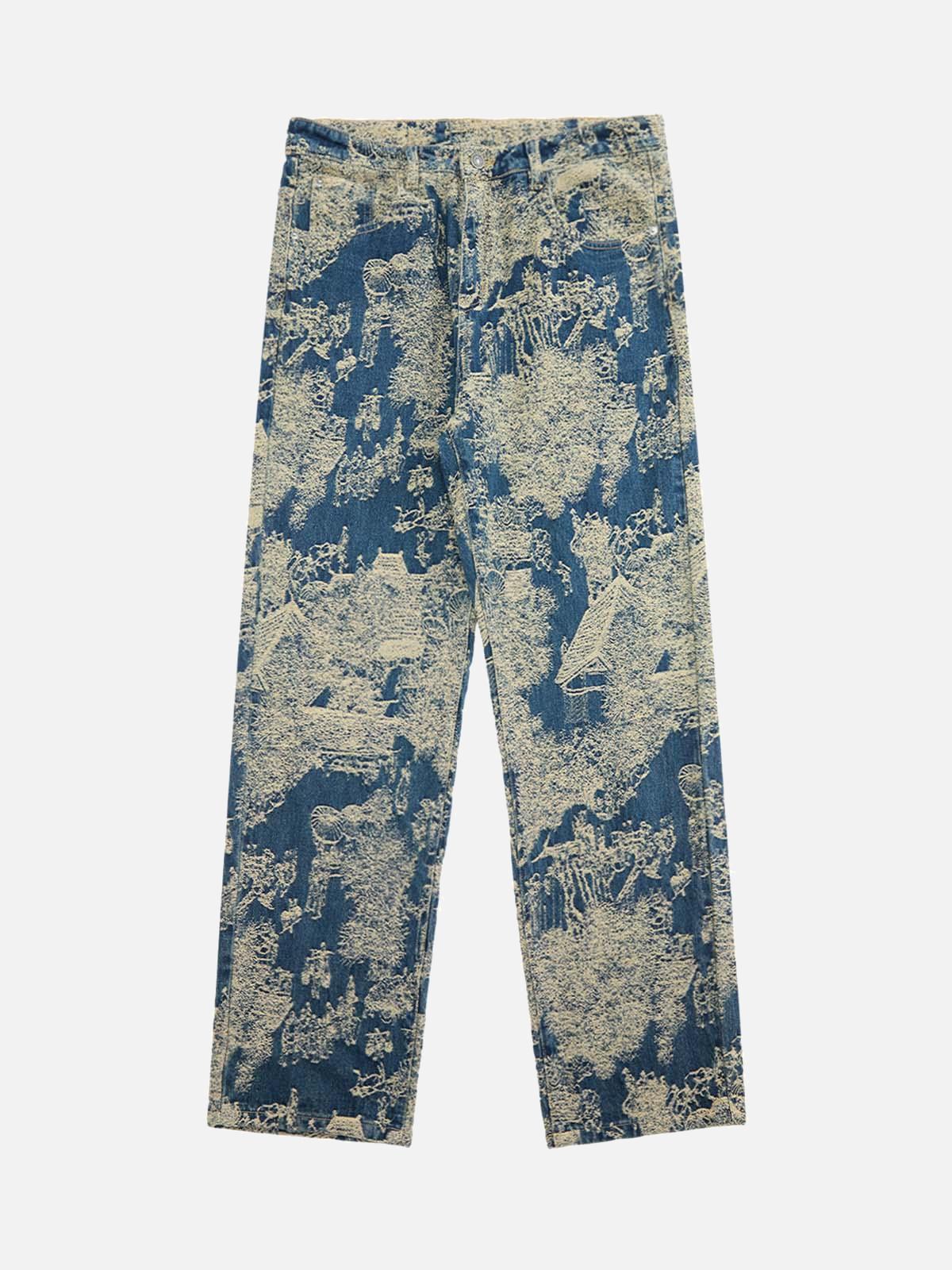 TALISHKO Landscape Jacquard Straight Jeans