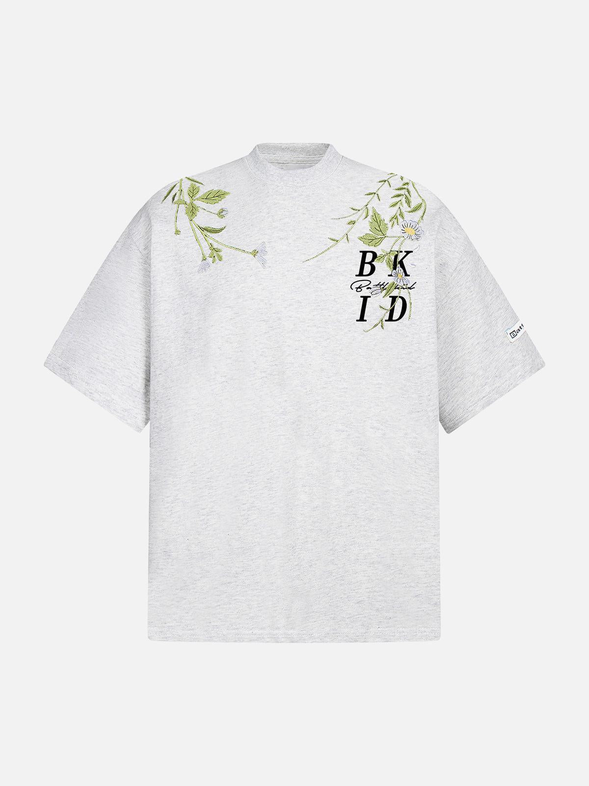 TALISHKO Floral Embroidered Oversized Short Sleeve T-Shirt