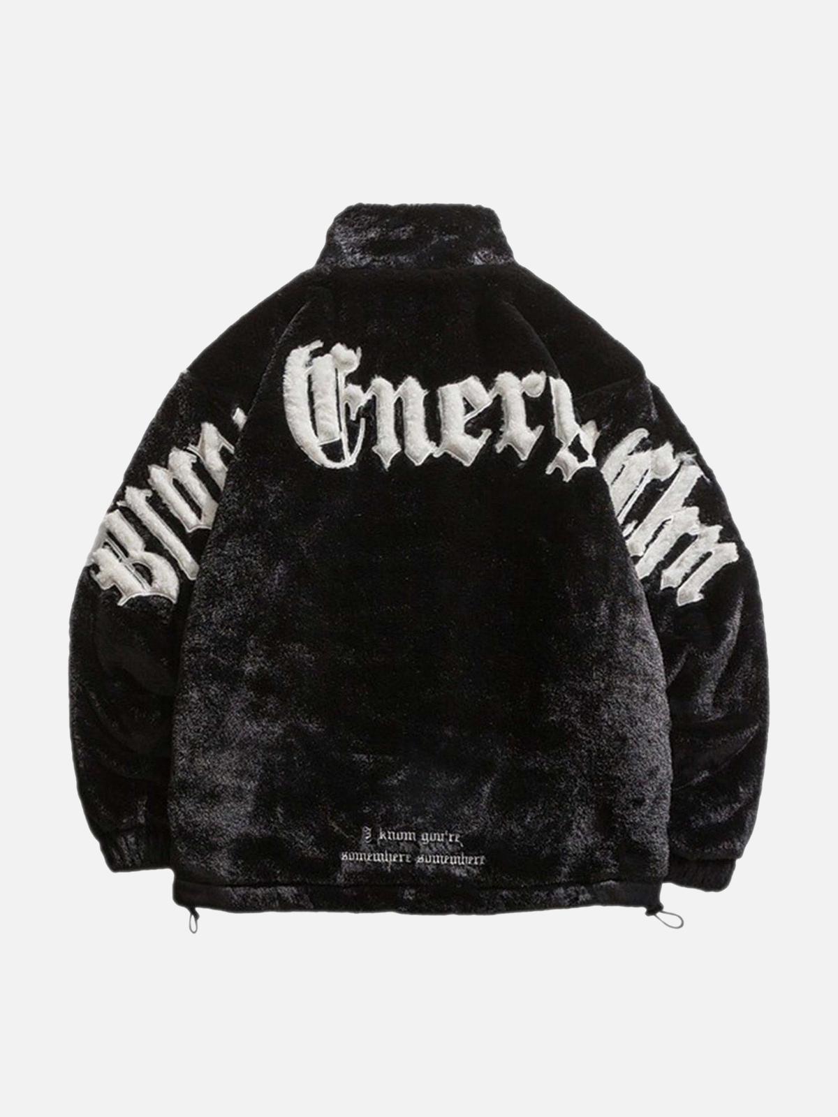 TALISHKO Street Letter Embroidered Fleece Jacket