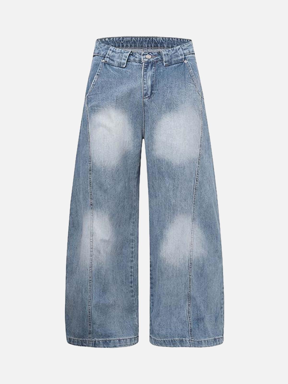 TALISHKO Distressed Washed Deconstructed Barrel Jeans