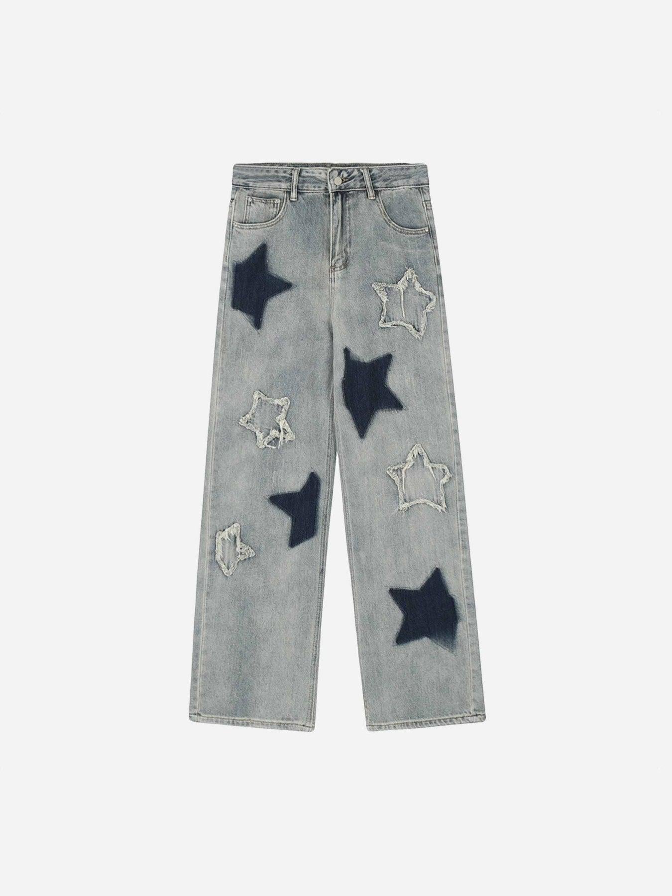 TALISHKO Airbrushed Pentagram Applique Jeans