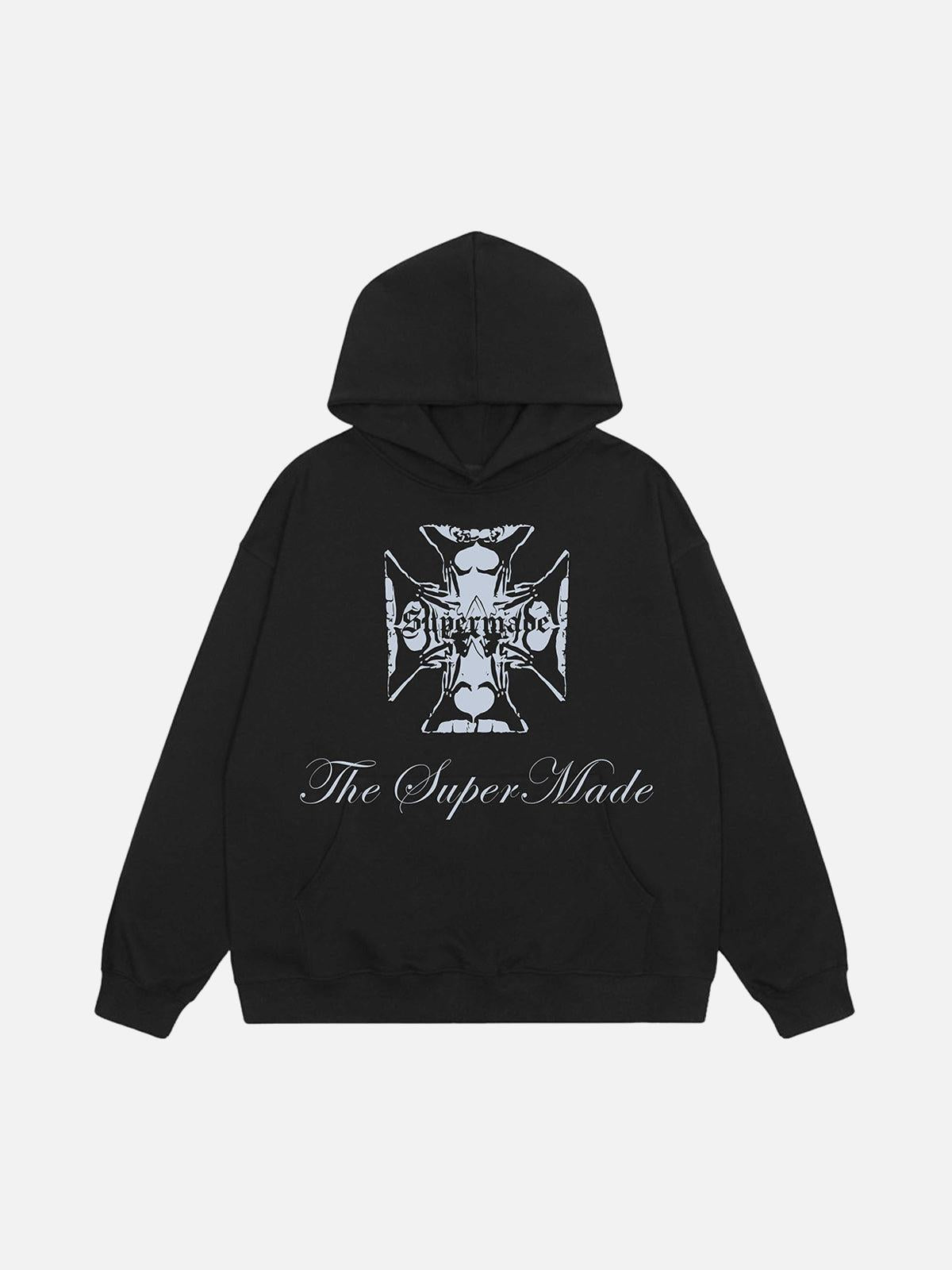 TALISHKO Street Cross Letters Print Hoodie
