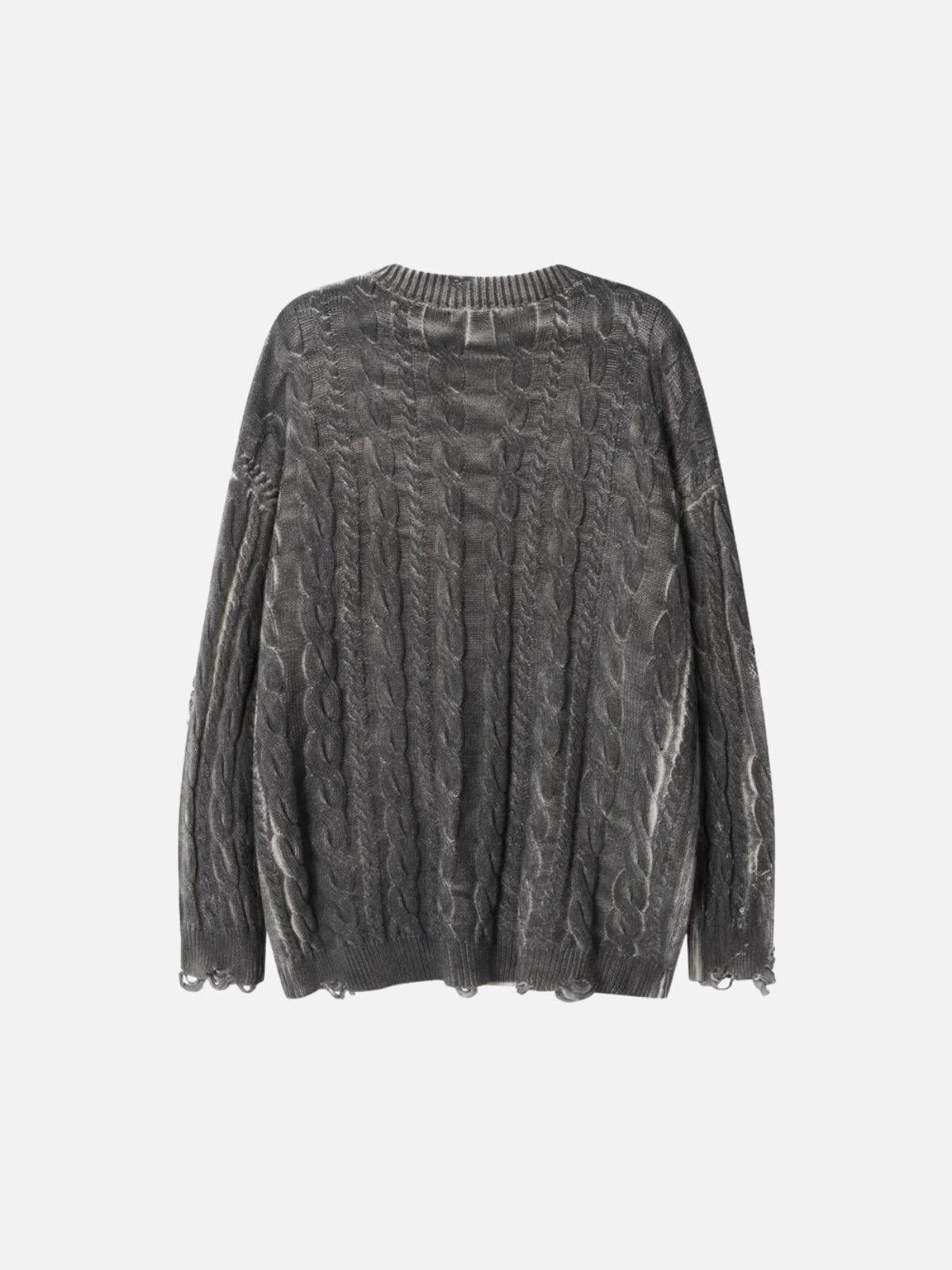 TALISHKO Distressed Cable Knit Sweater