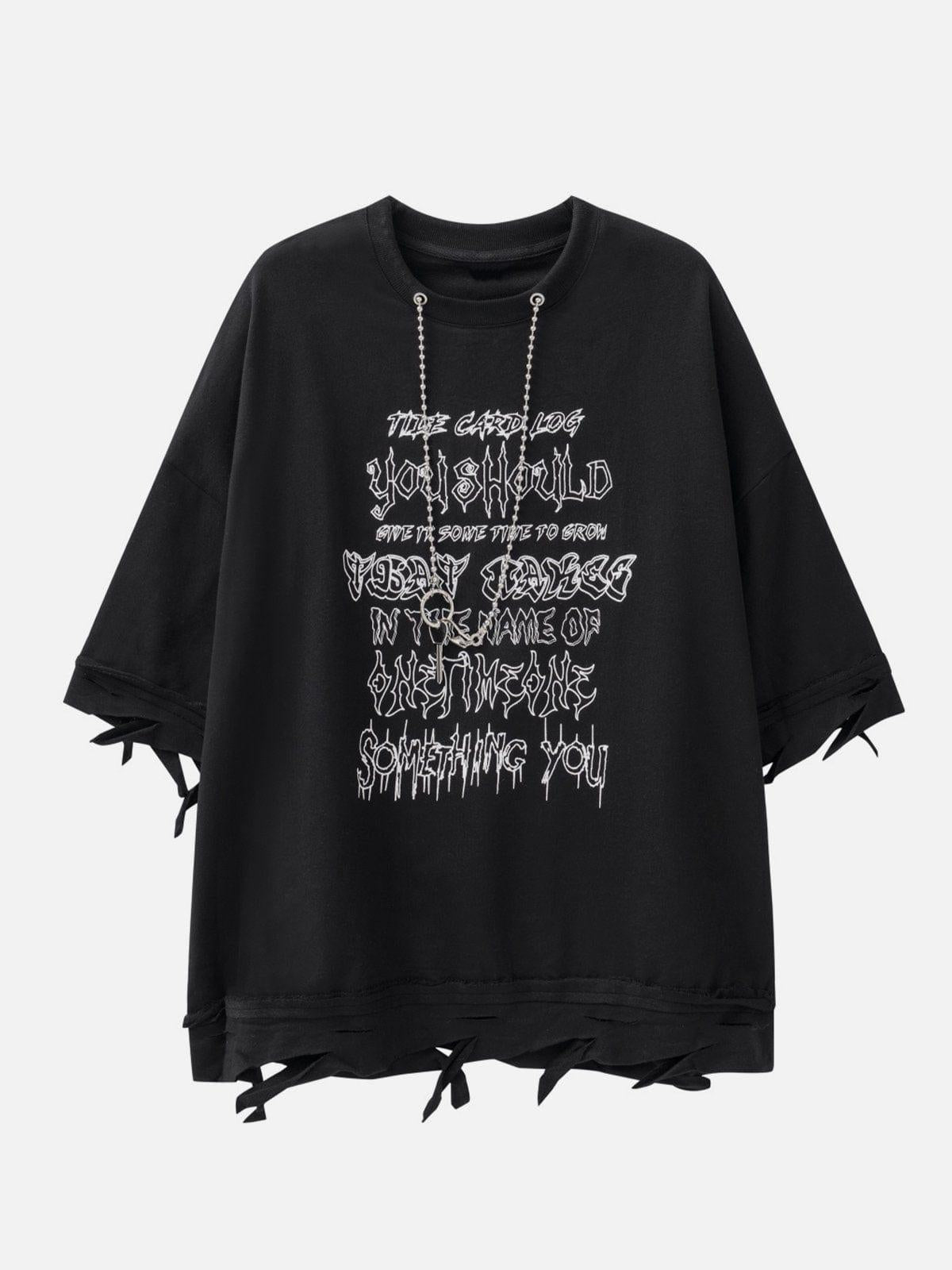 TALISHKO Chain Decoration Distressed Tee