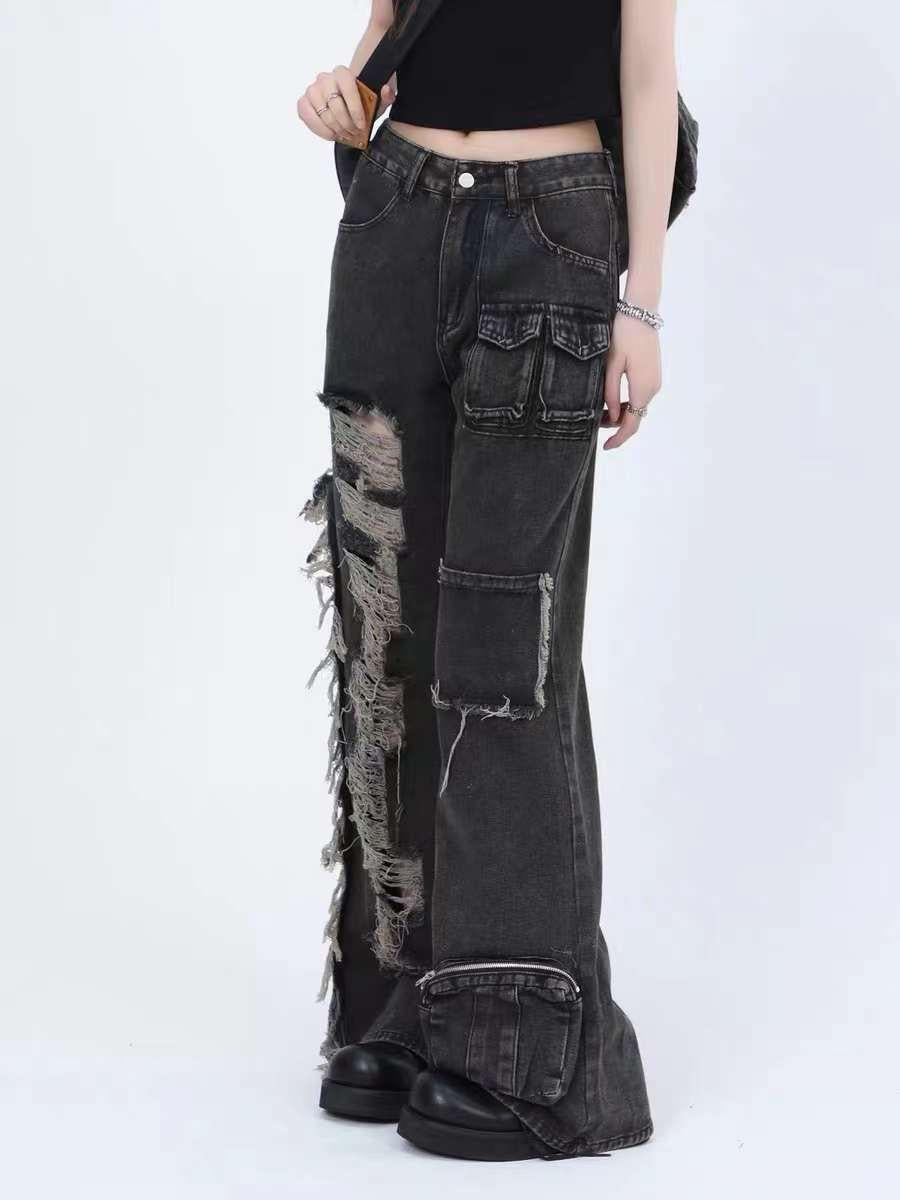 TALISHKO Solid Color Straps Jeans