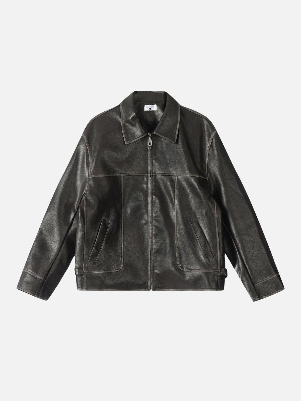 TALISHKO Fold-Over Washed Faux Leather Jacket