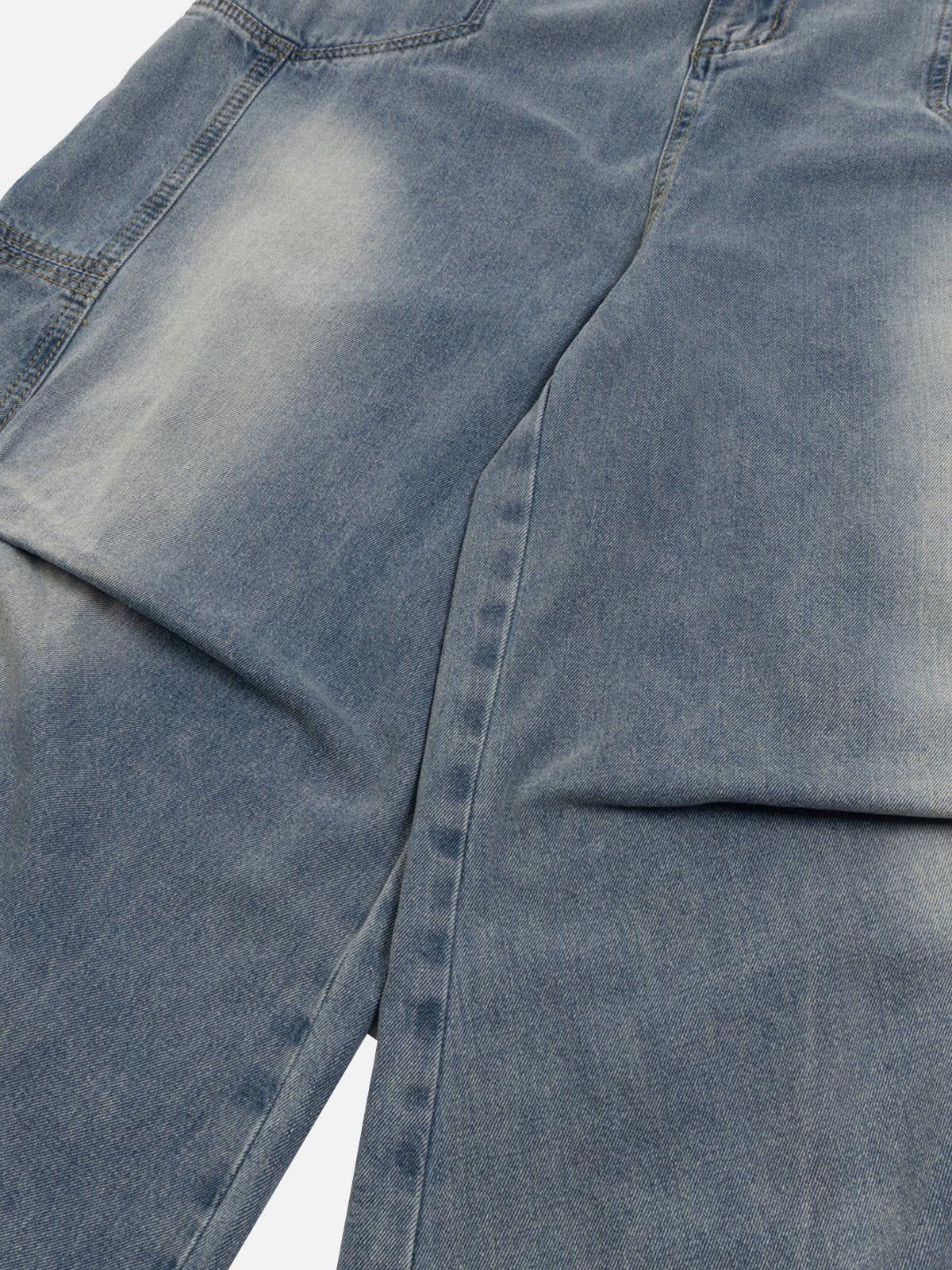 TALISHKO Patchwork Waist Wrinkle Loose Jeans